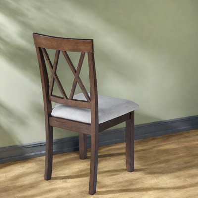 Ensemble de chaises de salle à manger modernes, revêtues de lin brun, pieds en bois d'hévéa pour la maison