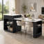 Îlot de cuisine cannelé avec table de salle à manger extensible et station de charge-131430558