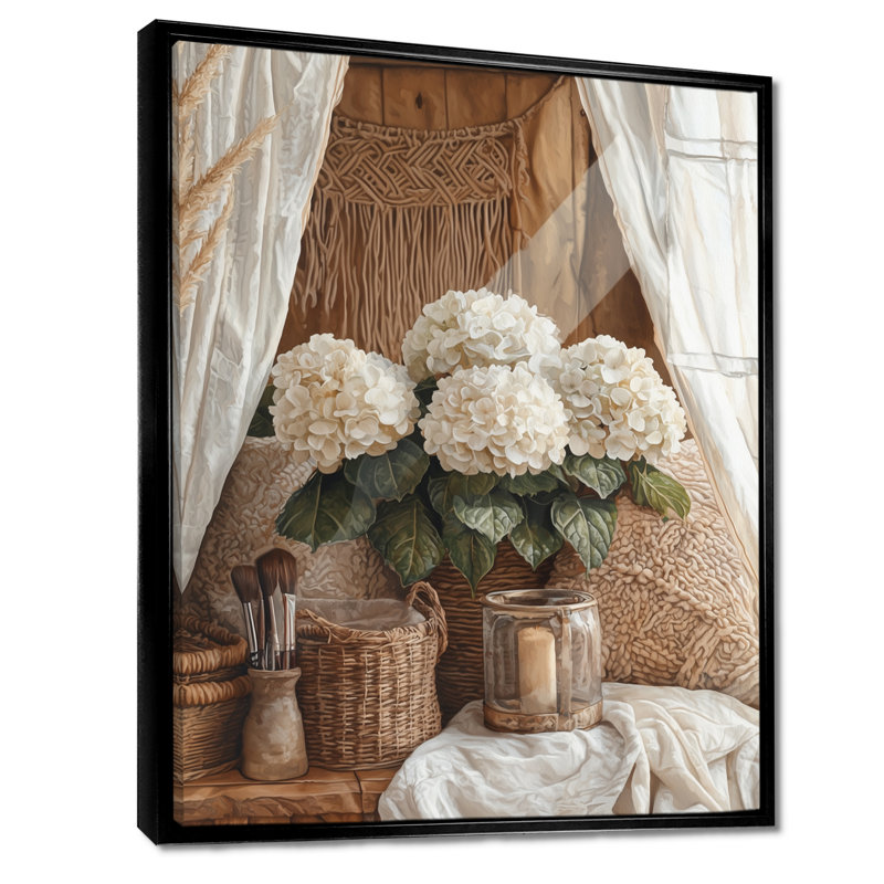 «Goshen Boho Hydrangeas» par The Boho Tent II - Hydrangea, reproduction d'art sur toile encadrée, Noir, H 20 po x l 12 po