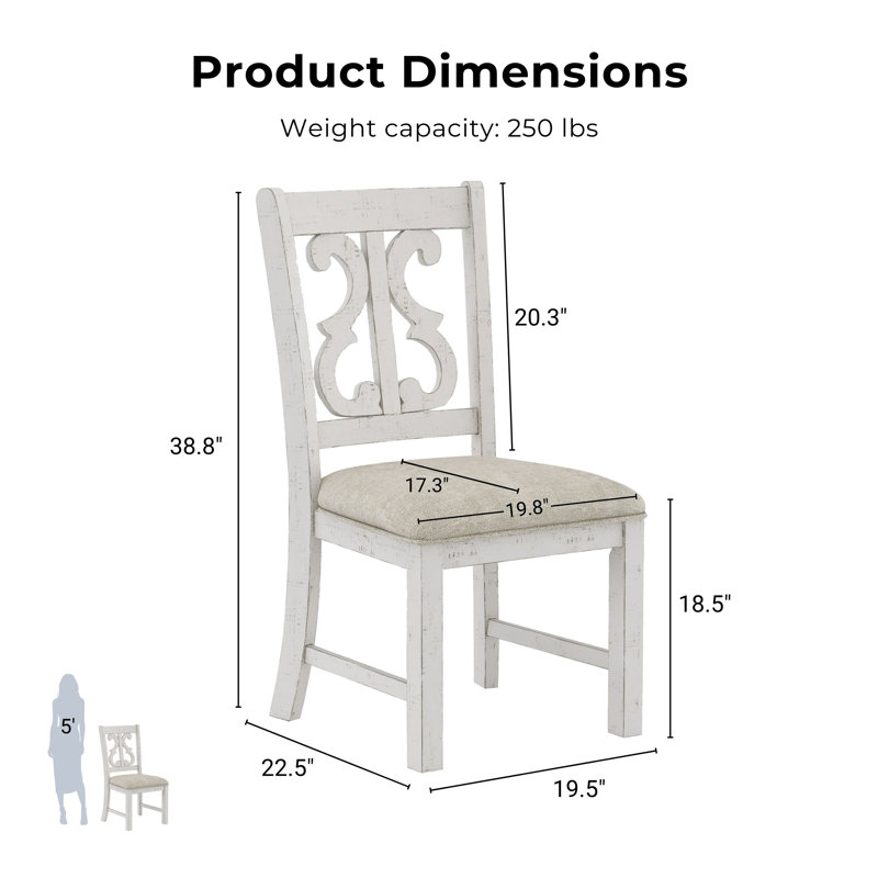 Ensemble de salle à manger Joanie, Gris / blanc / blanc, 5 pièces: table, 4 chaises