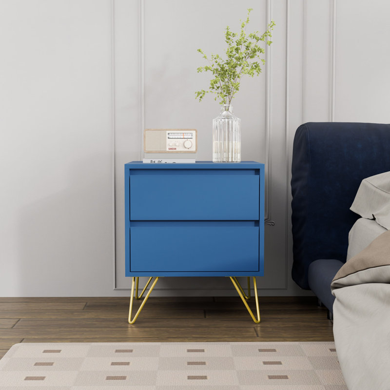 Almaas 45cm W Bedside Table, Navy