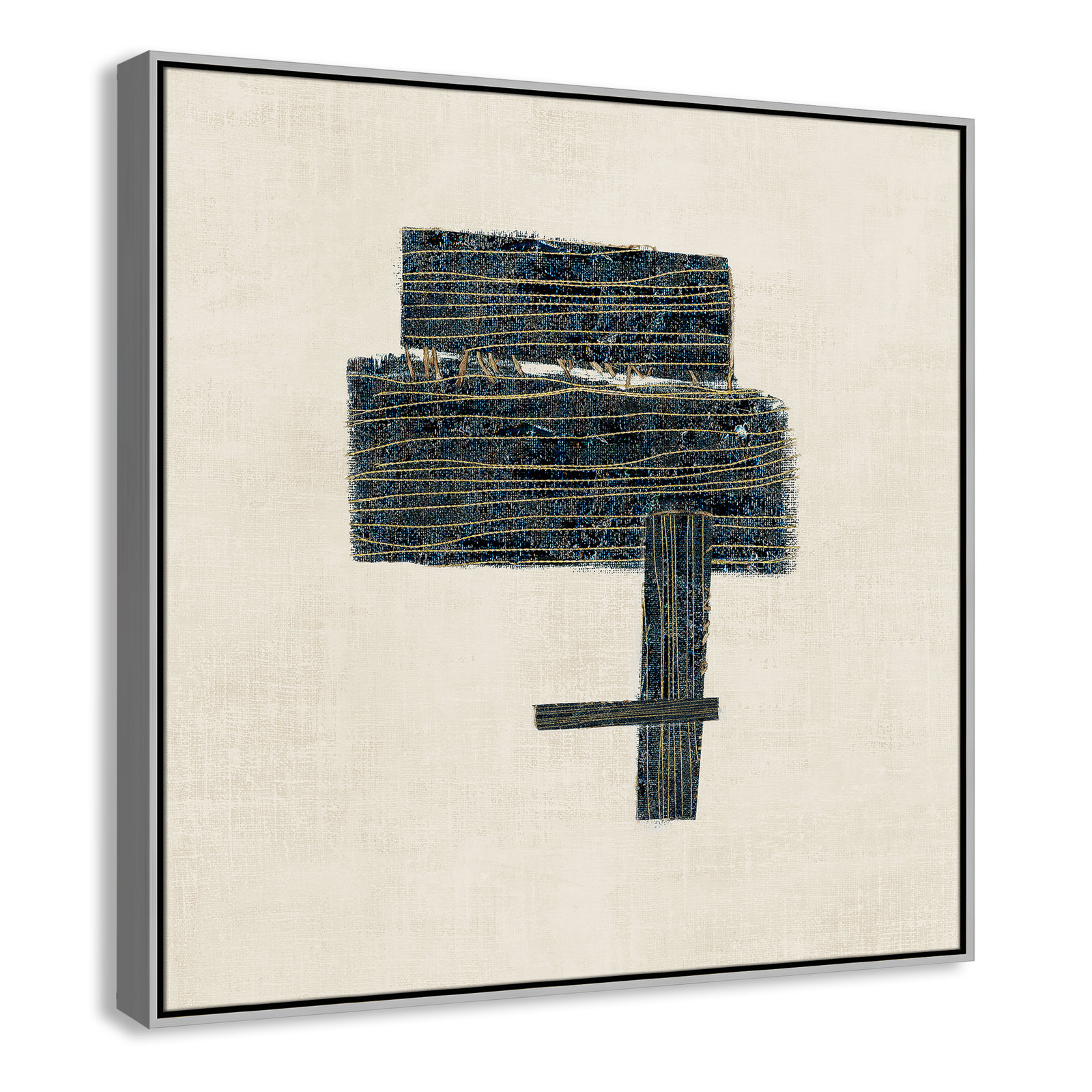 Stiched I Print by , 37.5" H x 37.5" W, Silver