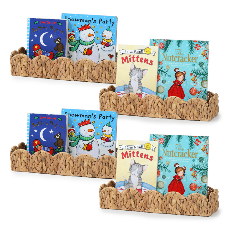  Ensemble de 4 étagères à livres en jacinthe d'eau festonnée pour livres, jouets, cadres photo, décor de chambre de bébé
