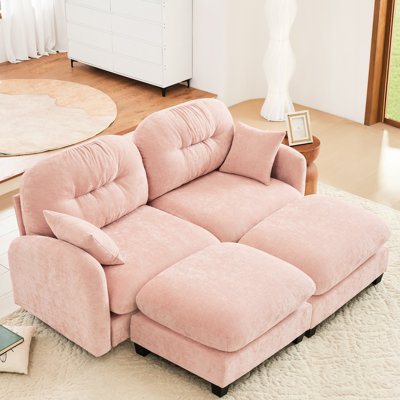 Elegant Pink Sectional With High - Quality Chenille, Cushion, And Easy To Install Design Cloud Like Soft Throw Pillows, Ergonomic Curve, For Various Living Spaces