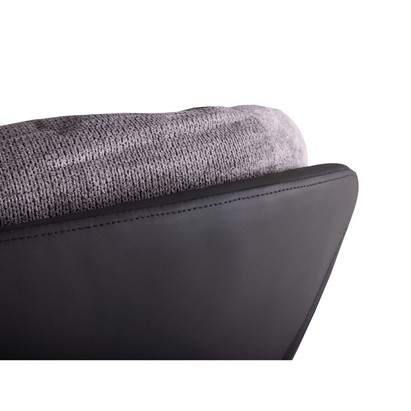 Méridienne moderne avec pivot 360 °, chenille grise et similicuir, base pour siège confortable pivotant en cuir - rotatif, ergonomique, maison et bureau