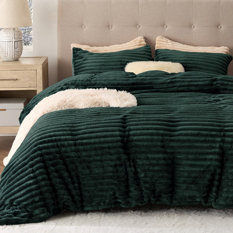 Ensemble de housse de couette Litsure, Housse de couette pour très grand lit et 2 taies , Vert forêt