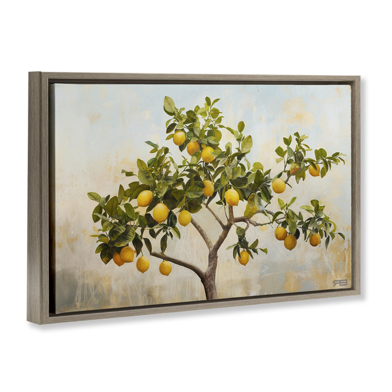Toile flottante encadrée «Lemon Tree Branches» par RB, Brun, H 21 po x l 31 po