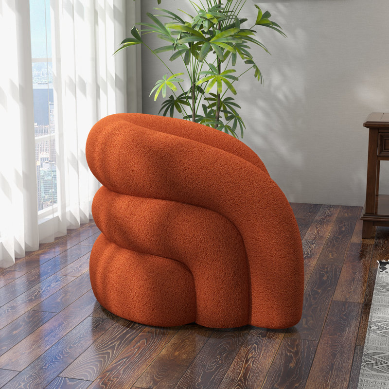 Upholstered Swivel Barrel Chair, Orange