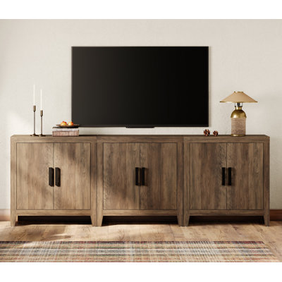 Farmhouse TV Stand For Tvs Up To 85 Inch, Rustic Wood Entertainment Center & Media Console With 6 Storage Doors, Accent Cabinet For Living Room, Hallw by Latitude Run
