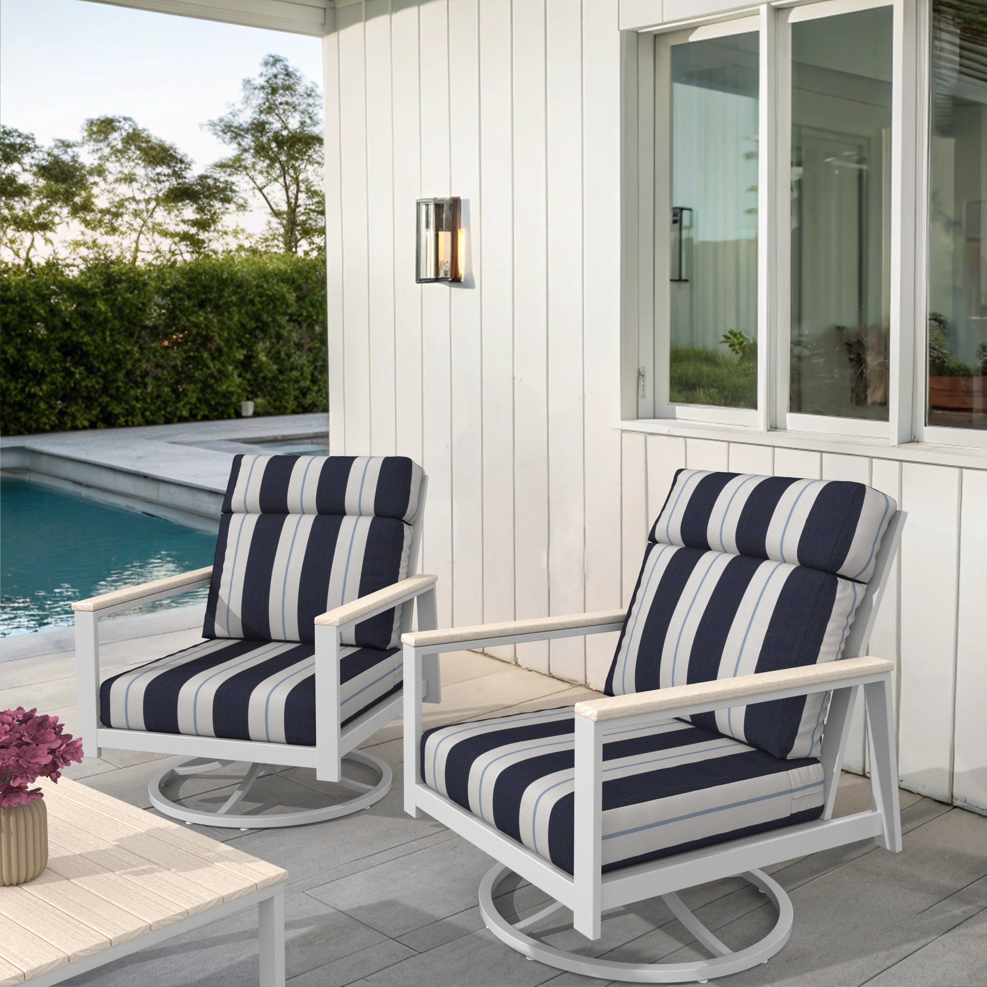 Townsend Metal Outdoor Rocking Chair With Sunbrella Cushion, White