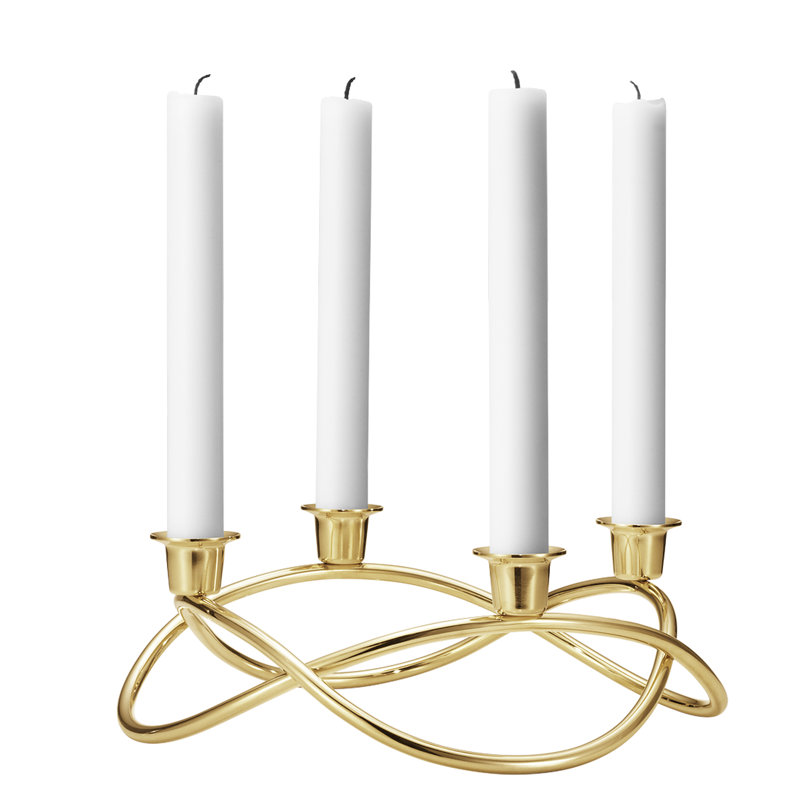 Season 3.54" Stainless Steel Tabletop Candelabra, Gold