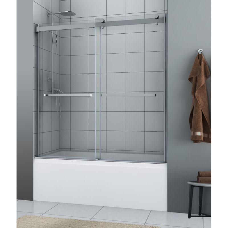 Lagoon Roller 59'' x 63'' Double Sliding Tub Door, Brushed Nickel
