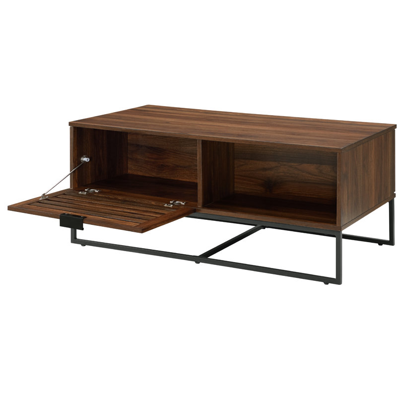 Table basse de style traîneau avec rangement d'Ignaat, Noyer foncé