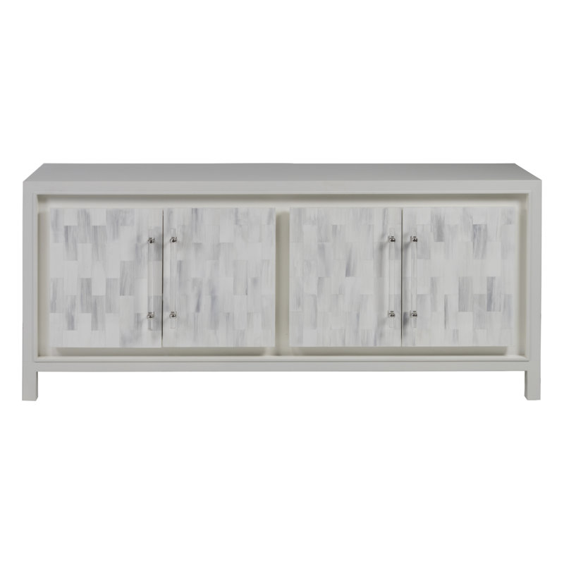 Elation Contemporary White and Gray Media Console with Cabinet