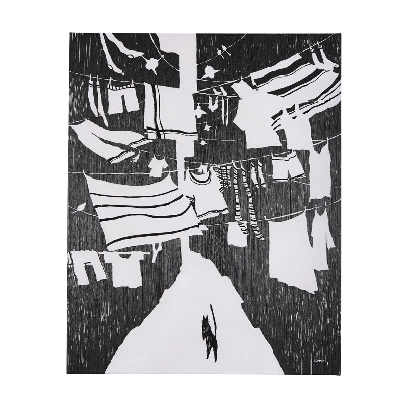 Toile texturée embellie à la main «National Laundry Day», H 35 po x l 28 po x P 1,5 po