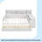 Wooden Full Size Daybed With Storage Shelves, Multi-Functional Bed With Two Storage Drawers And Study Desk, Antique White-110702350-110702349