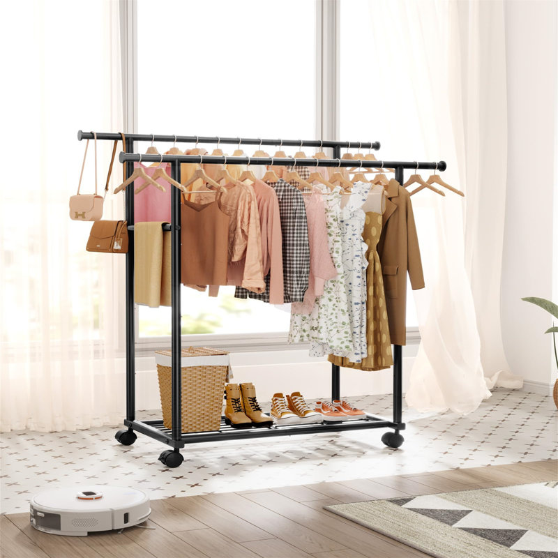 98cm Rolling Clothing Rack, Black