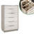 5-drawer Chest With Glass Tabletop, Storage Dresser Organizer With Inside Mirror & Lift Top Dresser For Bedroom, White&gray
