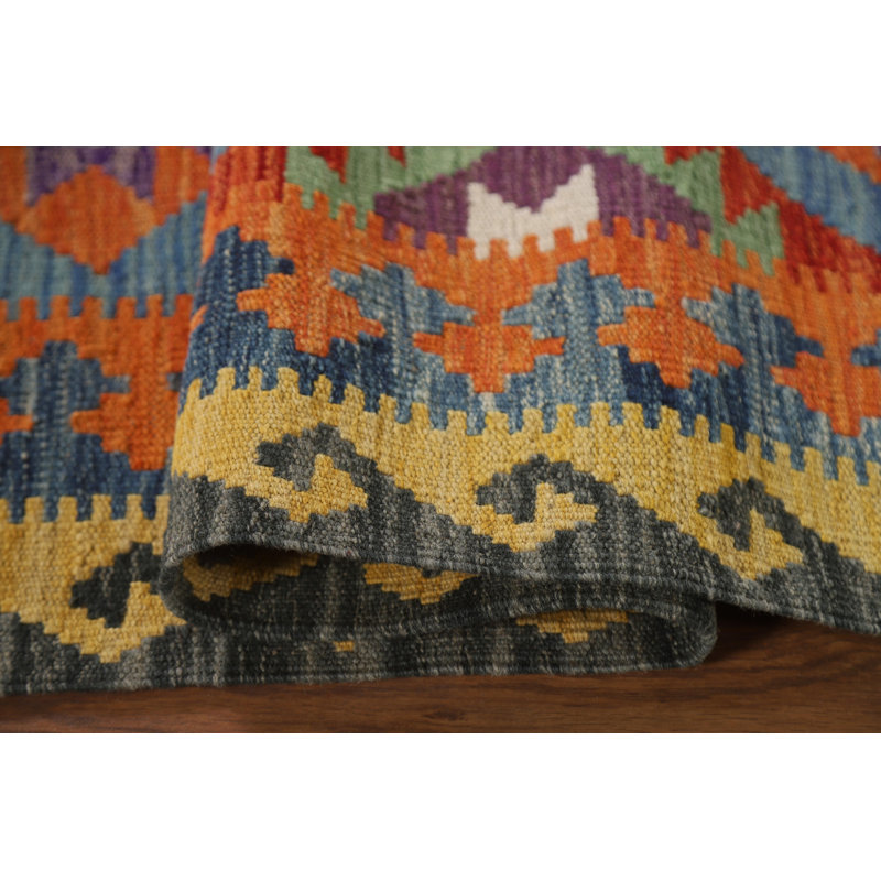 Tapis oriental géométrique All-Over Kilim 6 x 8