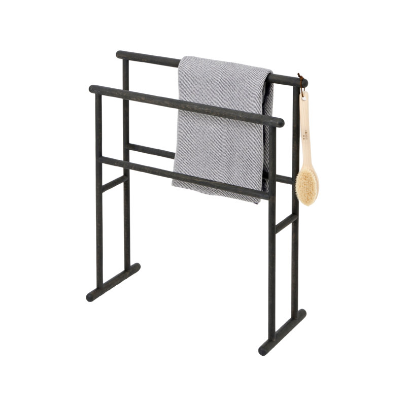 Yoku Floor Mounted Towel Stand, Black Oak