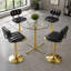 Ensemble de table de bar ronde en verre avec 2 tabourets de bar à hauteur réglable, table de bar moderne dorée de style bistro avec chaises de bar rembourrées pour bar, cuisine ou coin repas à domicile-673964857
