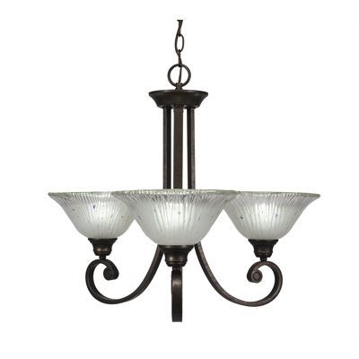 Lustre 3 lumières Babin illustré en finition bronze avec verre de 10 po
