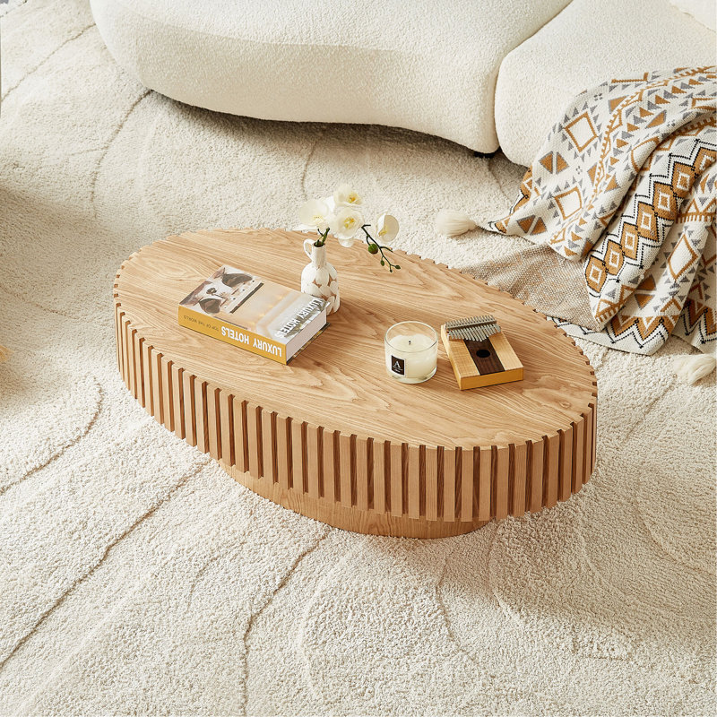 Table basse à tambour moderne de 43,7 pouces de style moderne fabriquée à la main par Ellipse