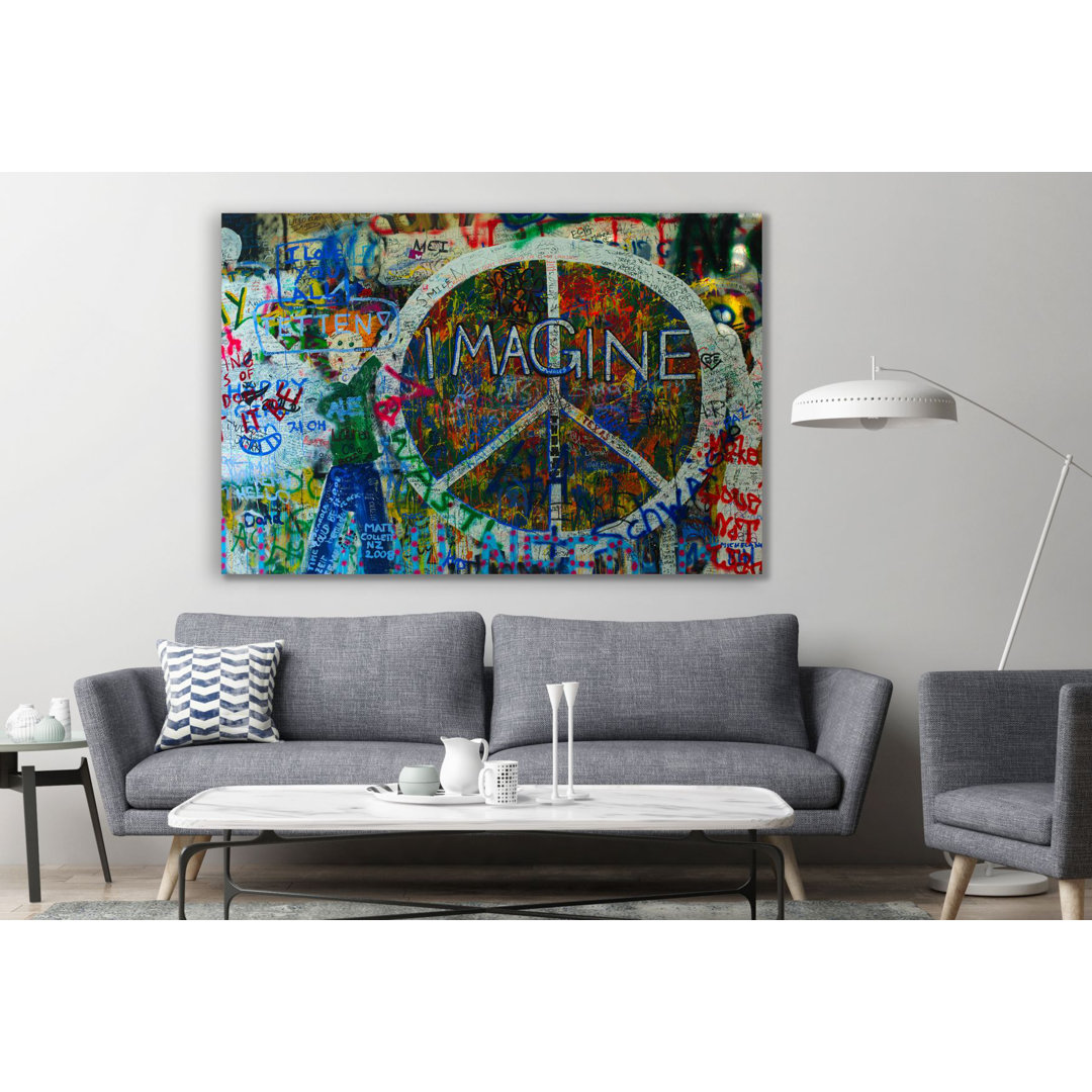 Hippie Style World Peace Graffiti Banksy Imagine Classic Painting Canvas Print Art Home Decor Wall East Urban Home 