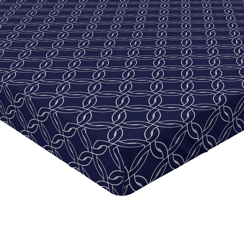 Drap-housse orange Ambesonne, Bleu marine / blanc géométrique, Drap-housse grand