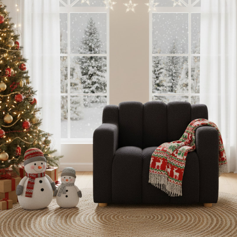 Chaise d'appoint de style chenille moderne de 40 po - conception tendance en nuage, assise large et structure en bois massif robuste