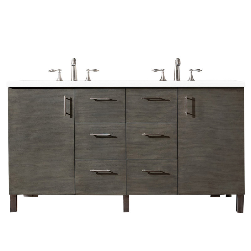 Metropolitan 60'' W Double Vanity, Silver Oak, Arctic Fall
