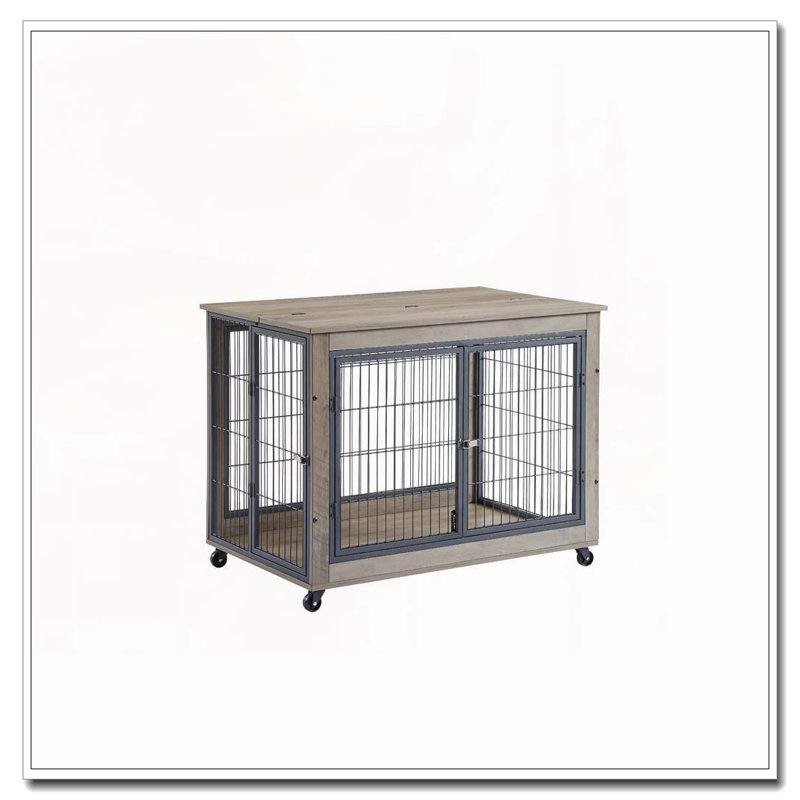 Table d'appoint pour chien sur roulettes avec portes doubles