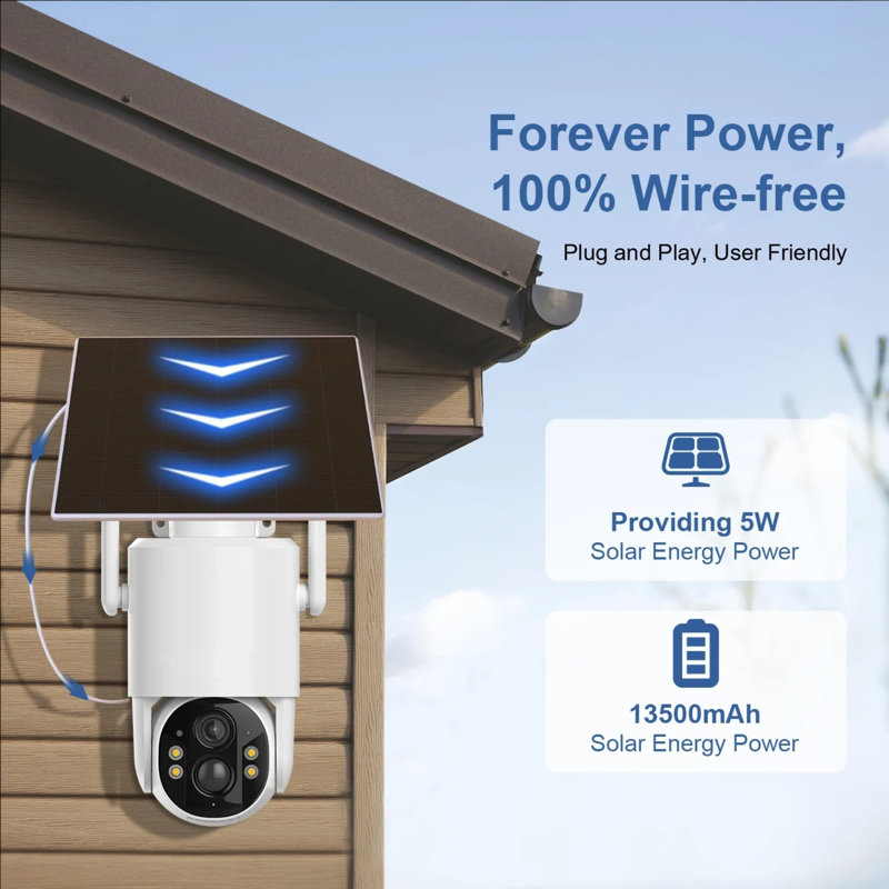 4G LTE Outdoor Security Camera (SIM-Only Cellular Network), 360° View Solar Powered, 2.5K Color Night Vision, Motion Sensor & Siren Alert