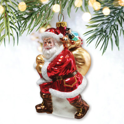 Holly Jolly Santa Claus with Gift Bag and Toys Blown Glass Christmas Ornament -  The Holiday Aisle®, DCE0553AF3174B0DB2D9A5D32545FD65