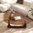 Triangular Coffee Table Accent Table Chic Home Office Furniture Vintage Glass Wood Base