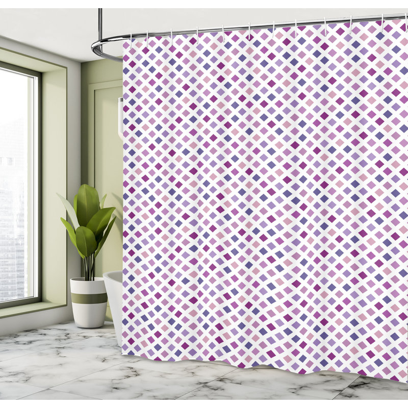 Latitude Run® Grid Shower Curtain Diagonal Squares Mesh Multicolor, 75"H x 69"W