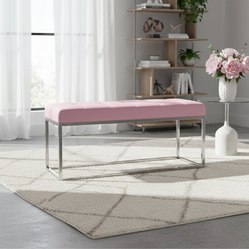 Clara Velvet Upholstery Dining Bench, Pink
