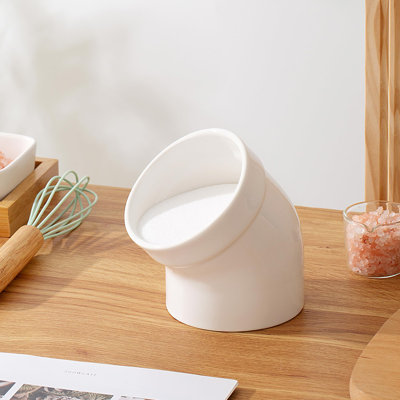 Salière avec couvercle hermétique, cochon de sel en céramique, contenants de sel pour comptoir, scellés et résistants à l'humidité, facile d'accès, lavable au lave-vaisselle (blanc)