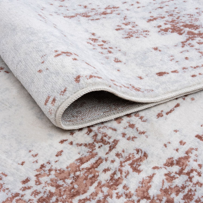 Elaris Collection Rectangle Abstract Area Rug, Rose/Light Grey, 200X290 cm