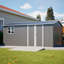 Grande remise extérieure en métal 14 x 10 pi avec rangement pour fenêtre et cadre de jardin transparent et porte latérale-133691516