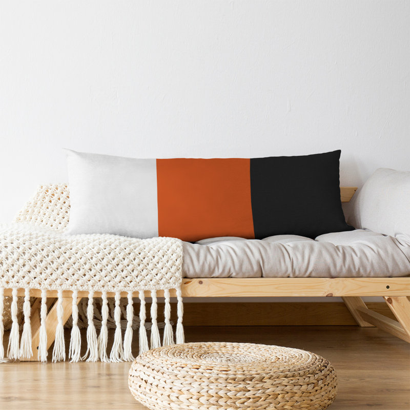 Oreiller de corps en polyester / polyester Arizona Football Stripes, Milieu orange / noir, Aaru 