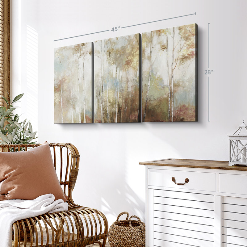 «Fine Birch III», 3 pièces sur toile, H 28 po x l 45 po 