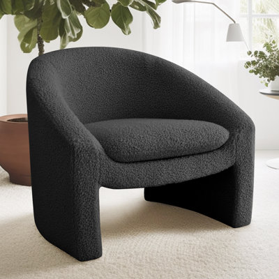 32" Wide Upholstered Teddy Sled Accent Chair With Removable Seat Cushion
