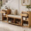Banc de rangement tout-en-un avec coussin, compartiments, tiroirs et tablettes ouvertes, banc de rangement-503043687