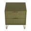 Table de chevet 20 cannelés à 2 tiroirs | Vert olive et accent doré | Idée de cadeau-682376971-682377014