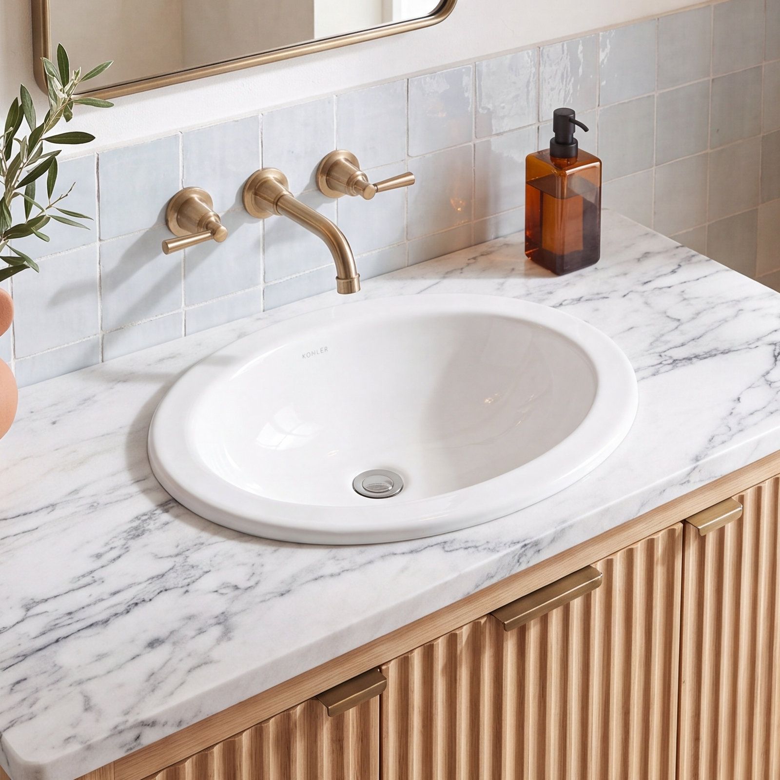 21" Oval Drop-In Bathroom Sink