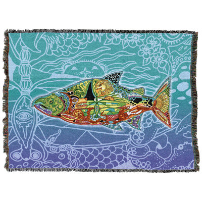 Pure Country Weavers Chinook - Totem des esprits animaux par Sue Coccia - Couverture en tapisserie tissée en coton - Fabriqué aux États-Unis (72x54)