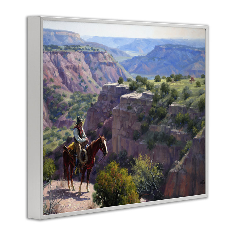 Cowboy surplombant des falaises, estampe numérique encadrée, design par Jack Sorenson, H 11 po x l 14 po