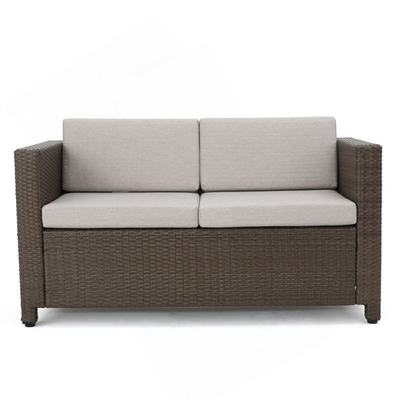 Puerta 4Pc Set, Gray Cushion/Brown Frame