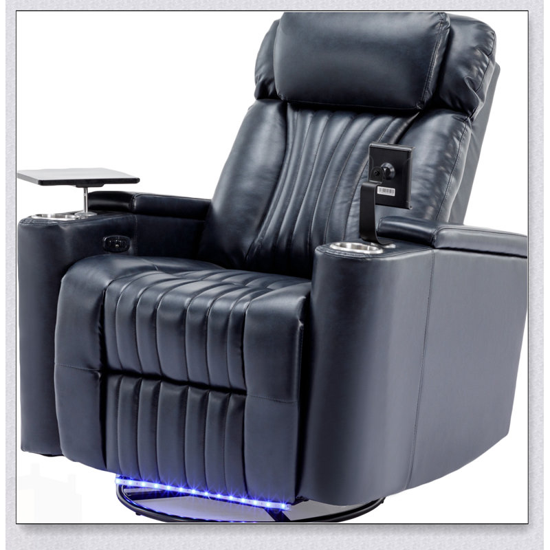 270° Power Swivel Recliner With Hidden Arm Storage, LED Light Strip, And Multiple Holders For Ultimate Comfort And Convenience